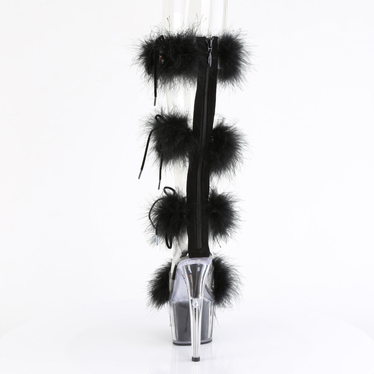 *7" Heel, 2 3/4" PF Marabou Fur Sandal, Back Zip (Pleaser ADO728F/C-BFUR/M)