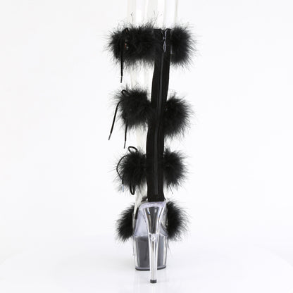 *7" Heel, 2 3/4" PF Marabou Fur Sandal, Back Zip (Pleaser ADO728F/C-BFUR/M)