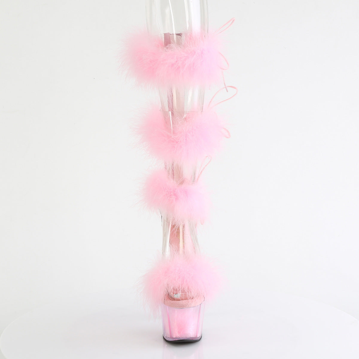 *7" Heel, 2 3/4" PF Marabou Fur Sandal, Back Zip (Pleaser ADO728F/C-BFUR/M)