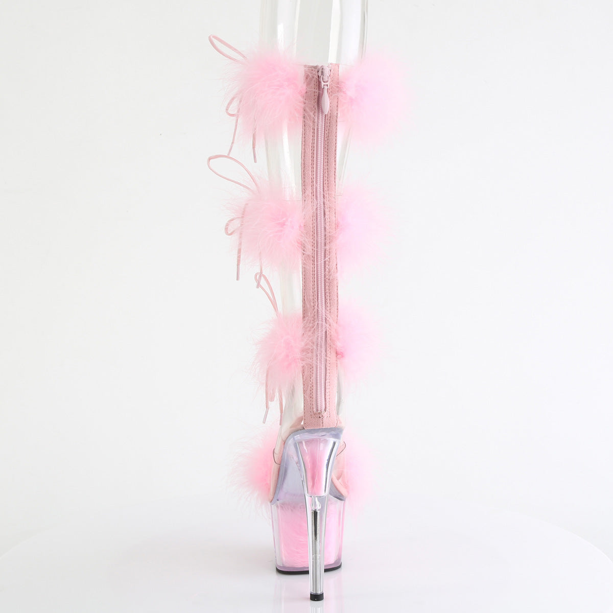 *7" Heel, 2 3/4" PF Marabou Fur Sandal, Back Zip (Pleaser ADO728F/C-BFUR/M)