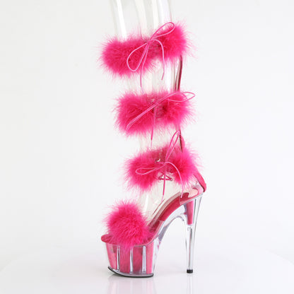 *7" Heel, 2 3/4" PF Marabou Fur Sandal, Back Zip (Pleaser ADO728F/C-BFUR/M)