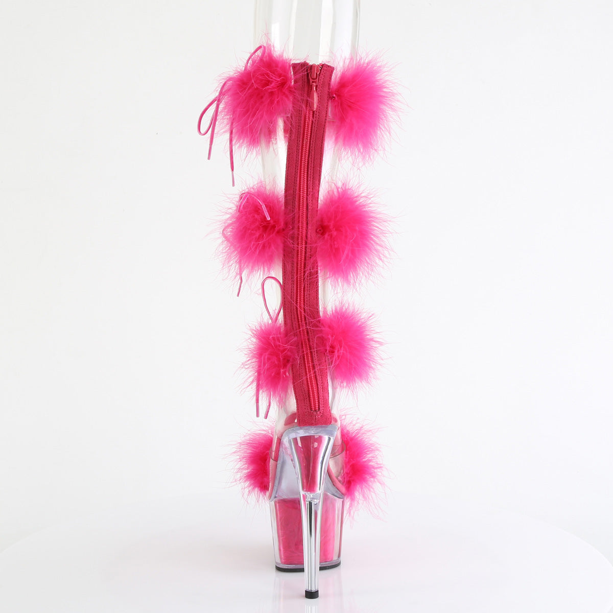 *7" Heel, 2 3/4" PF Marabou Fur Sandal, Back Zip (Pleaser ADO728F/C-BFUR/M)