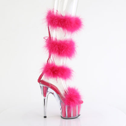 *7" Heel, 2 3/4" PF Marabou Fur Sandal, Back Zip (Pleaser ADO728F/C-BFUR/M)