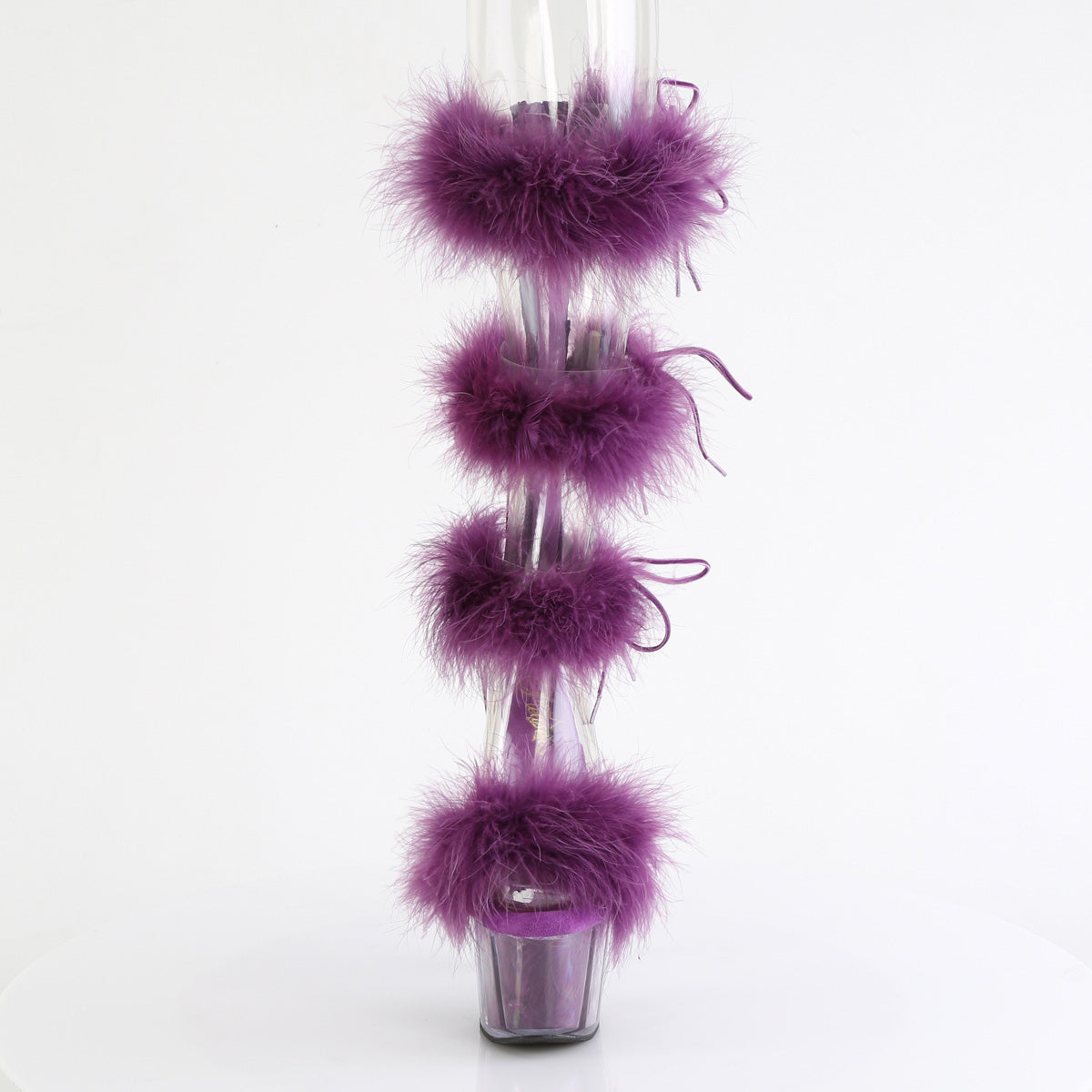 *7" Heel, 2 3/4" PF Marabou Fur Sandal, Back Zip (Pleaser ADO728F/C-BFUR/M)