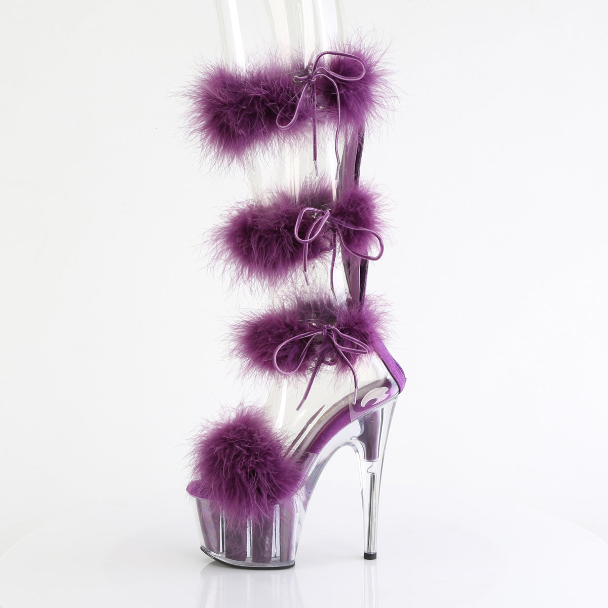 *7" Heel, 2 3/4" PF Marabou Fur Sandal, Back Zip (Pleaser ADO728F/C-BFUR/M)