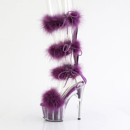 *7" Heel, 2 3/4" PF Marabou Fur Sandal, Back Zip (Pleaser ADO728F/C-BFUR/M)