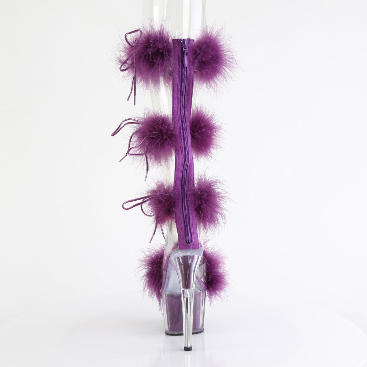 *7" Heel, 2 3/4" PF Marabou Fur Sandal, Back Zip (Pleaser ADO728F/C-BFUR/M)