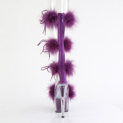 *7" Heel, 2 3/4" PF Marabou Fur Sandal, Back Zip (Pleaser ADO728F/C-BFUR/M)
