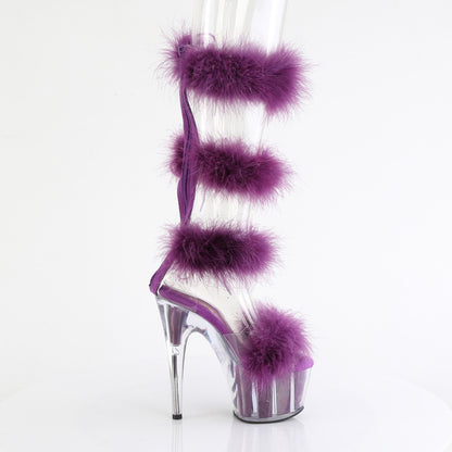 *7" Heel, 2 3/4" PF Marabou Fur Sandal, Back Zip (Pleaser ADO728F/C-BFUR/M)