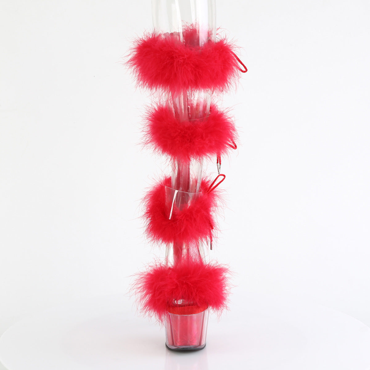 *7" Heel, 2 3/4" PF Marabou Fur Sandal, Back Zip (Pleaser ADO728F/C-BFUR/M)