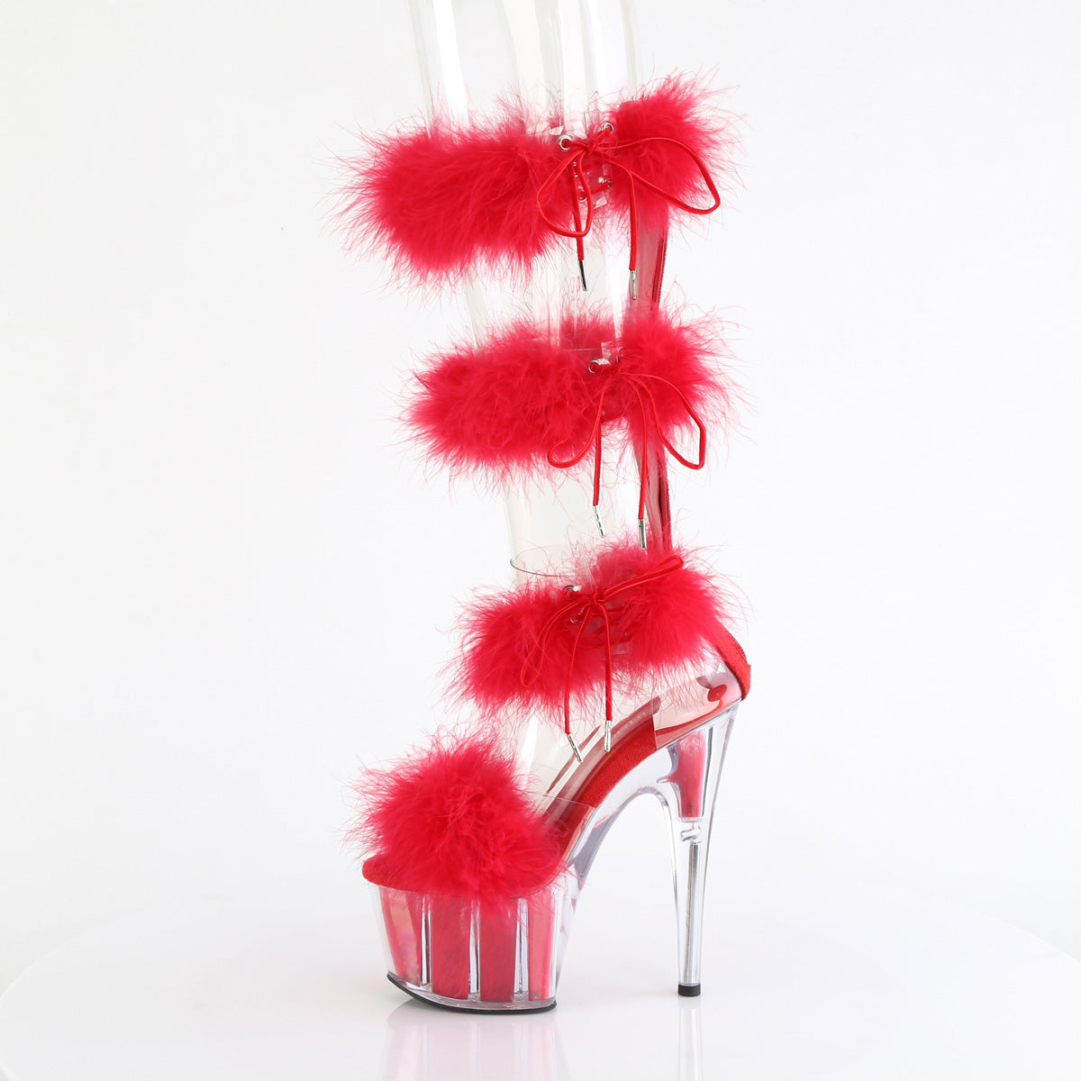 *7" Heel, 2 3/4" PF Marabou Fur Sandal, Back Zip (Pleaser ADO728F/C-BFUR/M)