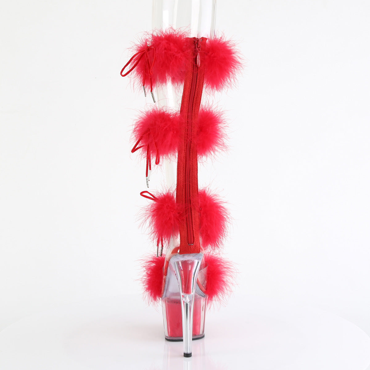 *7" Heel, 2 3/4" PF Marabou Fur Sandal, Back Zip (Pleaser ADO728F/C-BFUR/M)