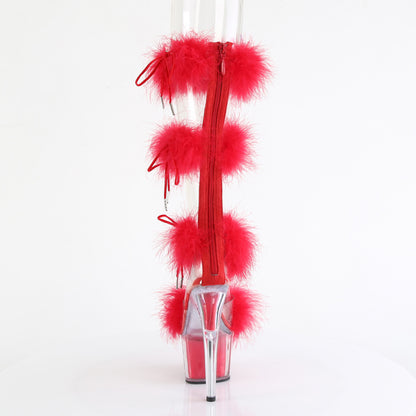*7" Heel, 2 3/4" PF Marabou Fur Sandal, Back Zip (Pleaser ADO728F/C-BFUR/M)
