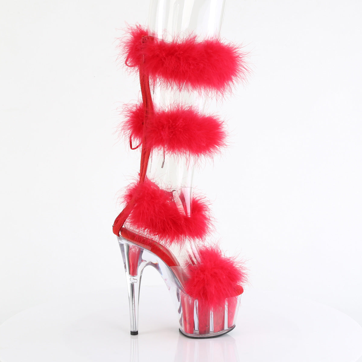 *7" Heel, 2 3/4" PF Marabou Fur Sandal, Back Zip (Pleaser ADO728F/C-BFUR/M)