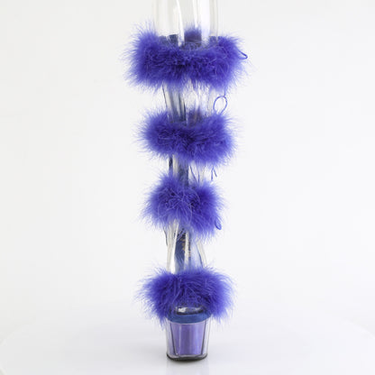 *7" Heel, 2 3/4" PF Marabou Fur Sandal, Back Zip (Pleaser ADO728F/C-BFUR/M)