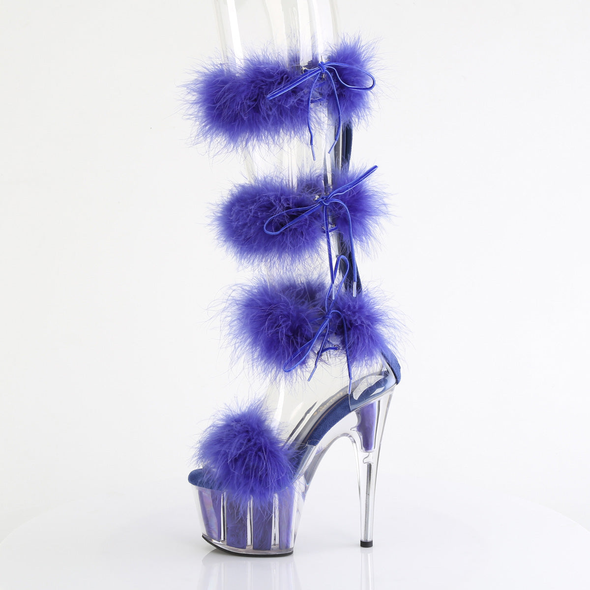 *7" Heel, 2 3/4" PF Marabou Fur Sandal, Back Zip (Pleaser ADO728F/C-BFUR/M)