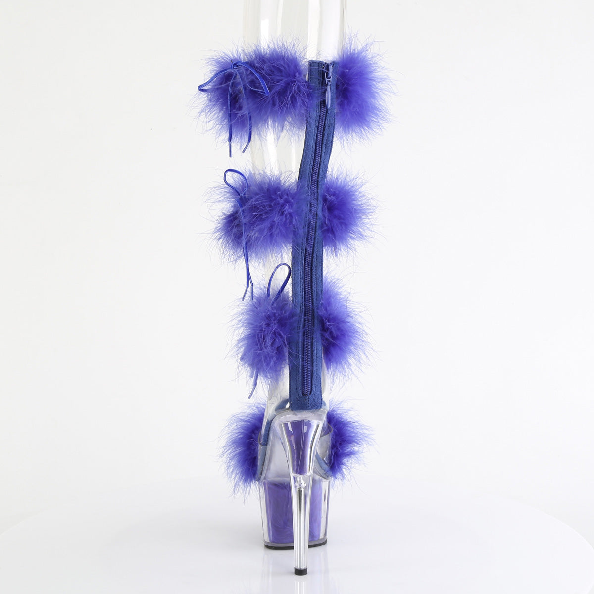 *7" Heel, 2 3/4" PF Marabou Fur Sandal, Back Zip (Pleaser ADO728F/C-BFUR/M)