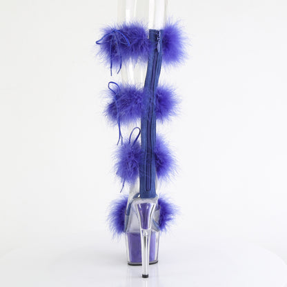 *7" Heel, 2 3/4" PF Marabou Fur Sandal, Back Zip (Pleaser ADO728F/C-BFUR/M)