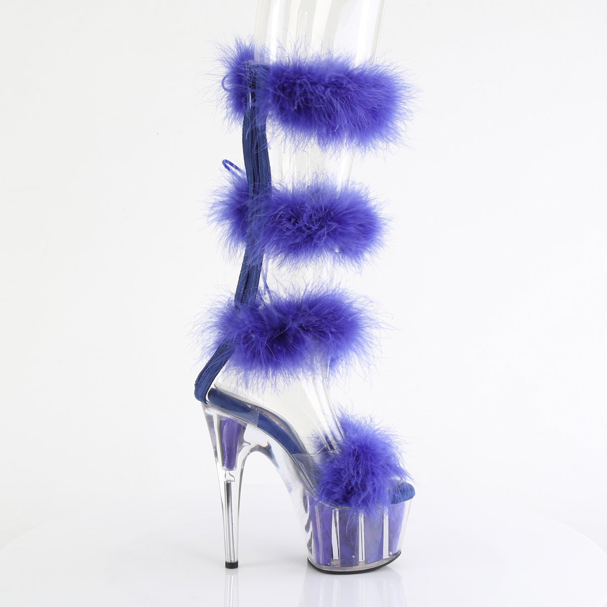 *7" Heel, 2 3/4" PF Marabou Fur Sandal, Back Zip (Pleaser ADO728F/C-BFUR/M)