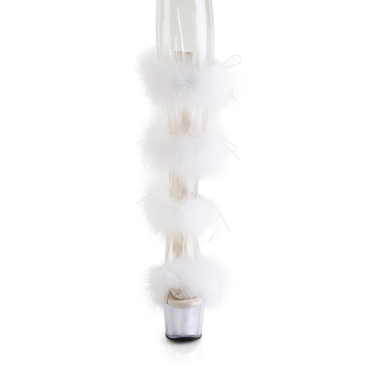 *7" Heel, 2 3/4" PF Marabou Fur Sandal, Back Zip (Pleaser ADO728F/C-BFUR/M)