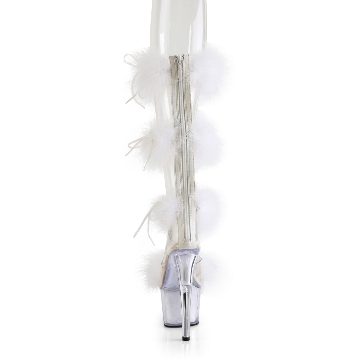 *7" Heel, 2 3/4" PF Marabou Fur Sandal, Back Zip (Pleaser ADO728F/C-BFUR/M)