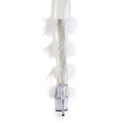 *7" Heel, 2 3/4" PF Marabou Fur Sandal, Back Zip (Pleaser ADO728F/C-BFUR/M)