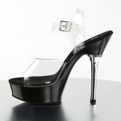 *5 1/2" Heel 1 1/2" PF Chrome Heel Ankle Strap Sandal (Pleaser ALL608/C/B)