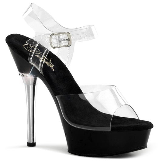 *5 1/2" Heel 1 1/2" PF Chrome Heel Ankle Strap Sandal (Pleaser ALL608/C/B)