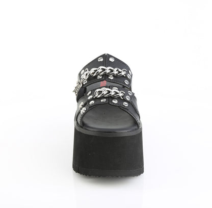 3 1/2" Chunky Heel, 2 1/4" Cut Out PF Slide Sandal (Demonia ASH08/BVL)