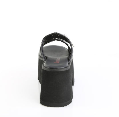 3 1/2" Chunky Heel, 2 1/4" Cut Out PF Slide Sandal (Demonia ASH08/BVL)