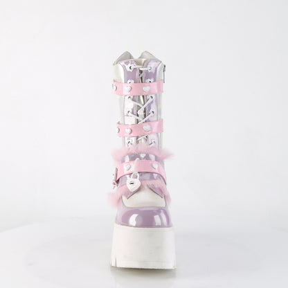 *3 1/2" Chunky Heel, 2 1/4" PF Lace-Up Mid-Calf BT,Side Zip (Demonia ASH120/BP-LVHG)