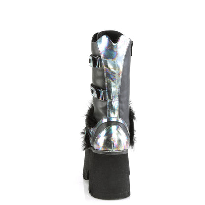 *3 1/2" Chunky Heel, 2 1/4" PF Lace-Up Mid-Calf BT,Side Zip (Demonia ASH120/BP-LVHG)