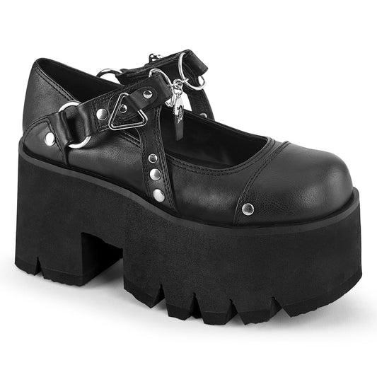 3 1/2"Chunky Heel, 2 1/4"Cut Out PF Maryjane (Demonia ASH33/BVL)