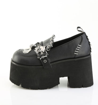 3 1/2" Chunky Heel, 2 1/4" PF Lace-Up Loafer (Demonia ASH38/BVL)