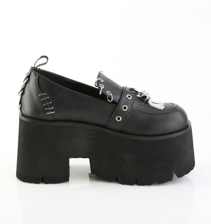 3 1/2" Chunky Heel, 2 1/4" PF Lace-Up Loafer (Demonia ASH38/BVL)