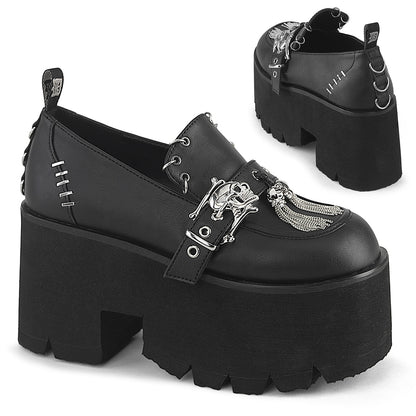 3 1/2" Chunky Heel, 2 1/4" PF Lace-Up Loafer (Demonia ASH38/BVL)