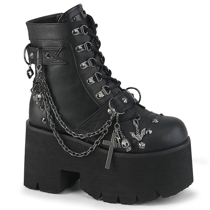 3 1/2" Chunky Heel, 2 1/4" PF Lace-Up Ankle BT, Side Zip (Demonia ASH52/BVL)