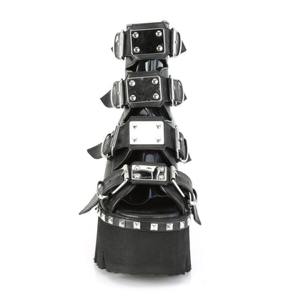 **3 1/2" Chunky Heel, 2 1/4" PF Ankle Boot,Back Metal Zip (Demonia ASH70/BVL-HG)