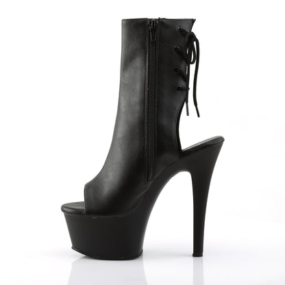 6" Heel, 2 1/4" PF Open Toe/Heel Ankle Boot, Side Zip (Pleaser ASP1018/B/M)