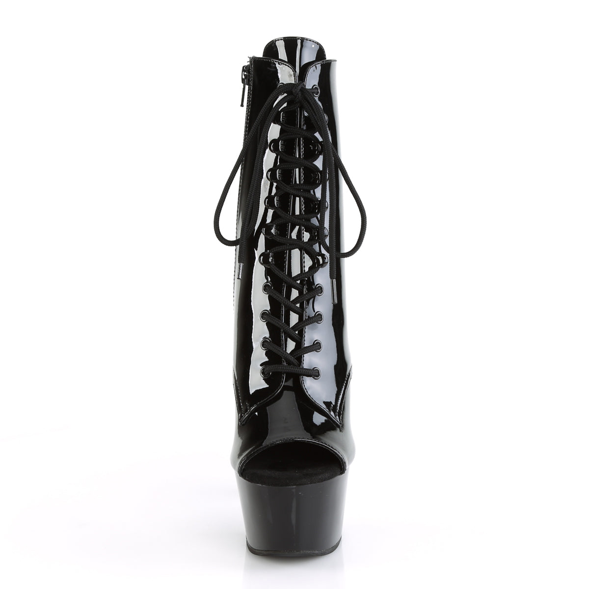 *6" Heel, 2 1/4" PF Open Toe Lace-Up Ankle Boot, Side Zip (Pleaser ASP1021/B/C)
