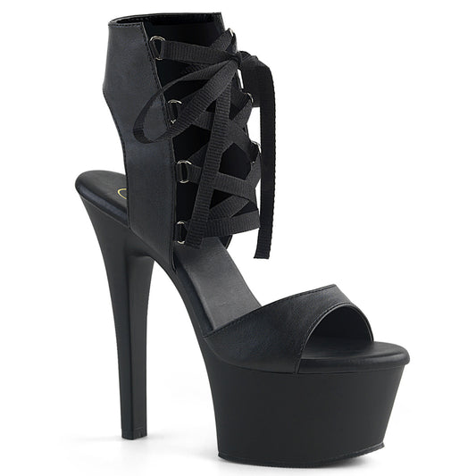 6" Heel, 2 1/4" PF Front Lace-Up Sandal (Pleaser ASP600-14/BPU/M)