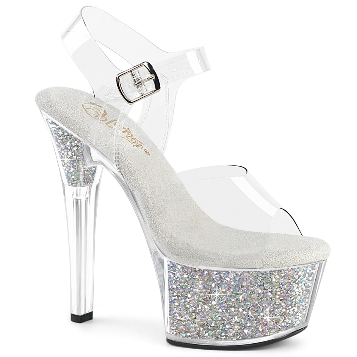 6" Heel, 2 1/4" PF Ankle Strap Sandal w/RS Inserts (Pleaser ASP608RSI/C/C-SRS)