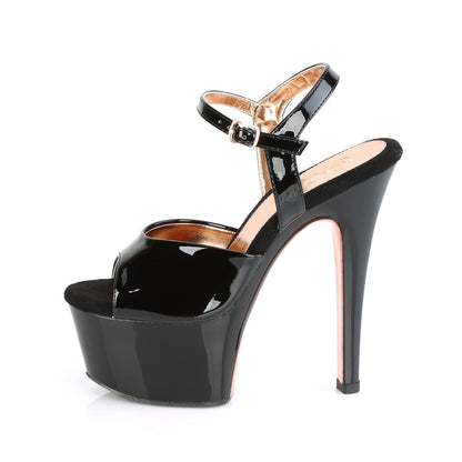 *6" Heel, 2 1/4" PF Two Tone Ankle Strap Sandal (Pleaser ASP609TT/B/B-ROGCH)