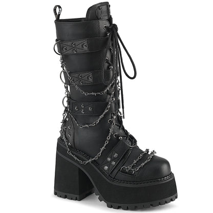 4 3/4" Heel, 2 1/4" PF Lace-Up Mid-Calf Boot, Side Zip (Demonia ASST117/BVL)