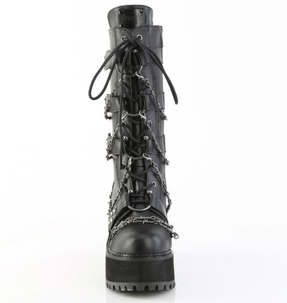 4 3/4" Heel, 2 1/4" PF Lace-Up Mid-Calf Boot, Side Zip (Demonia ASST117/BVL)