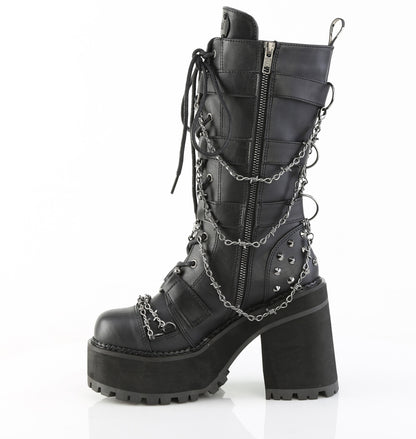 4 3/4" Heel, 2 1/4" PF Lace-Up Mid-Calf Boot, Side Zip (Demonia ASST117/BVL)
