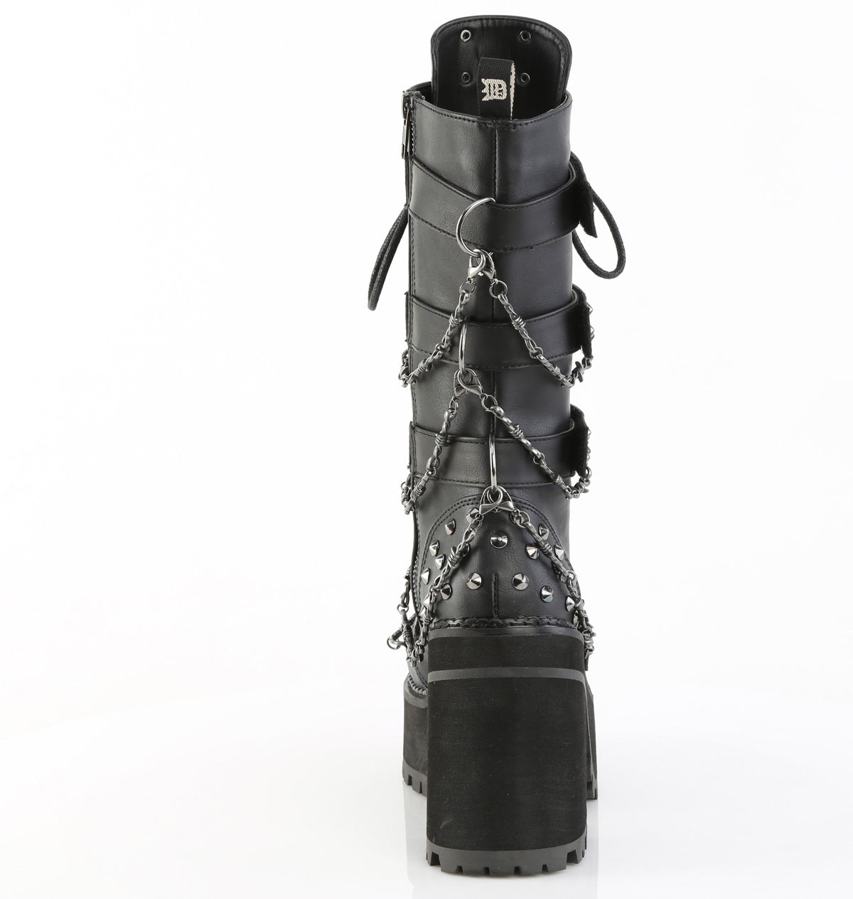 4 3/4" Heel, 2 1/4" PF Lace-Up Mid-Calf Boot, Side Zip (Demonia ASST117/BVL)