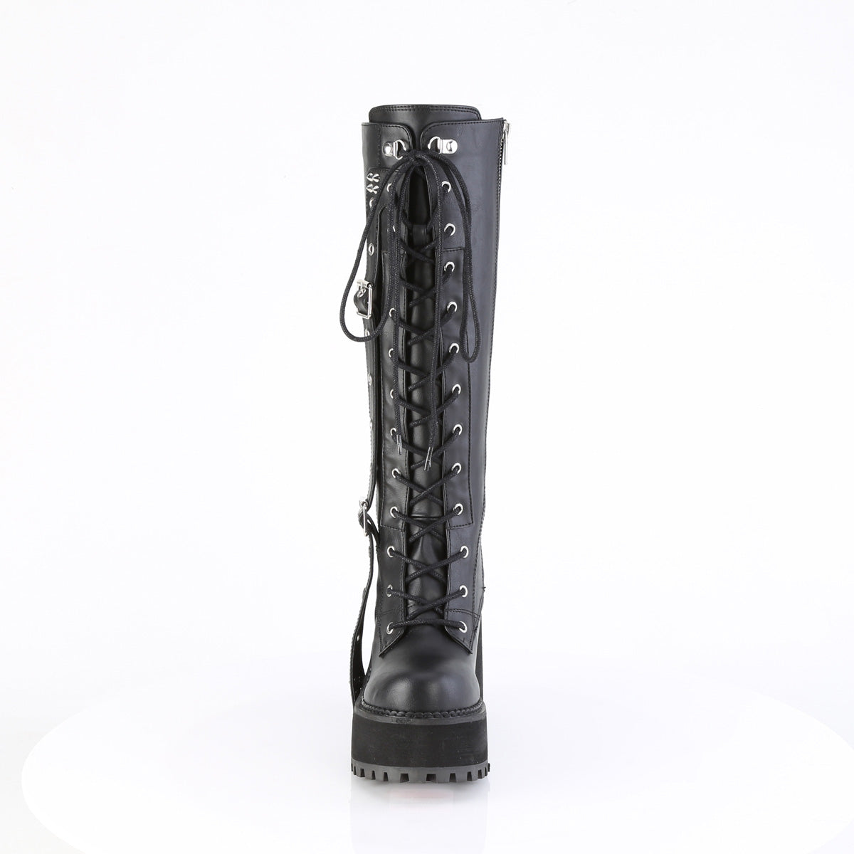 4 3/4" Heel, 2 1/4" PF Lace-Up Knee High Boot, Inside Zip (Demonia ASST218/BVL)