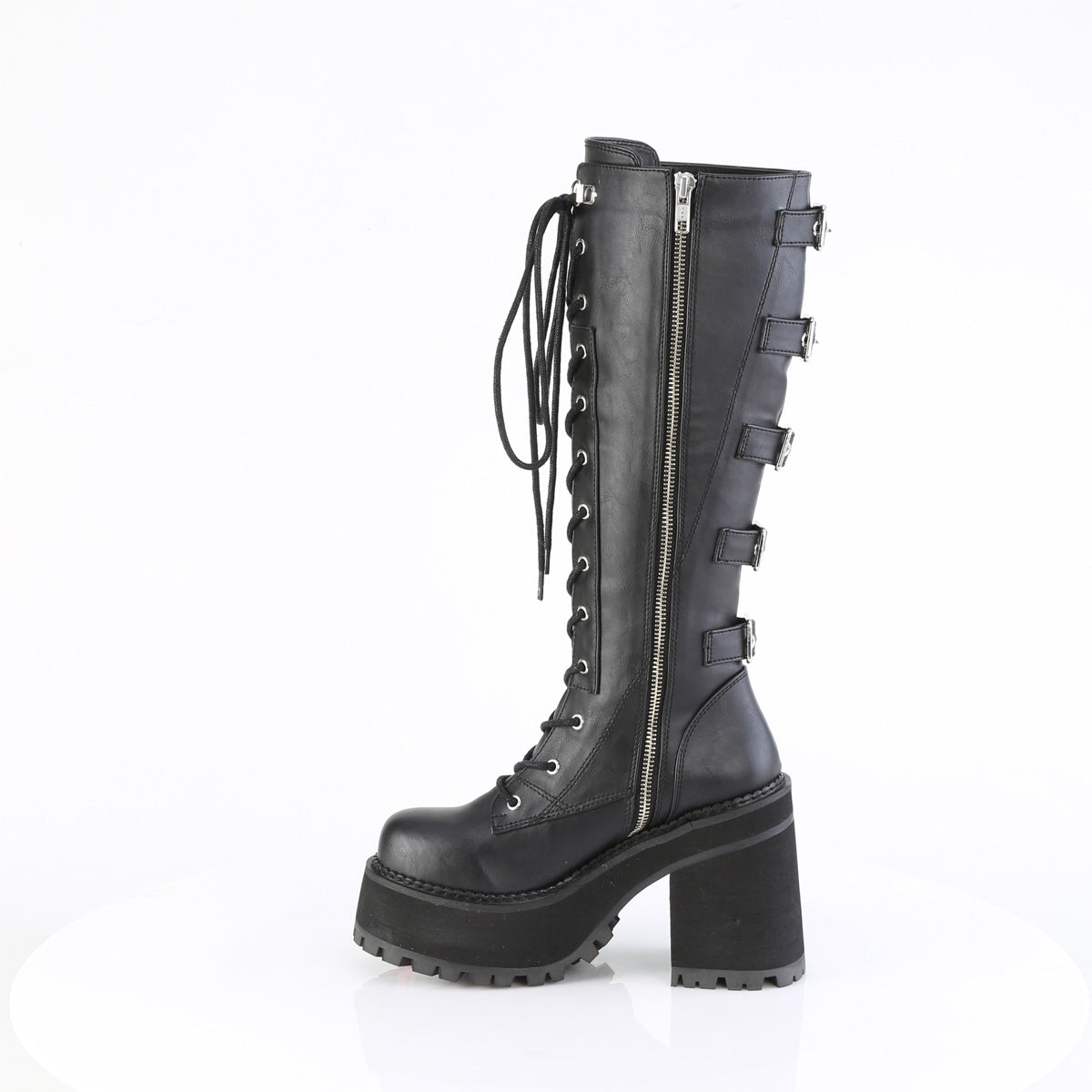4 3/4" Heel, 2 1/4" PF Lace-Up Knee High Boot, Inside Zip (Demonia ASST218/BVL)