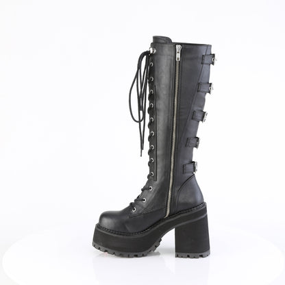4 3/4" Heel, 2 1/4" PF Lace-Up Knee High Boot, Inside Zip (Demonia ASST218/BVL)